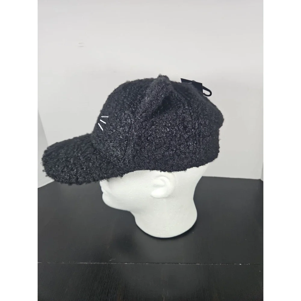 David And Young Cap Black Cat With Ears, Fuzzy, Strap Back, New With Tags